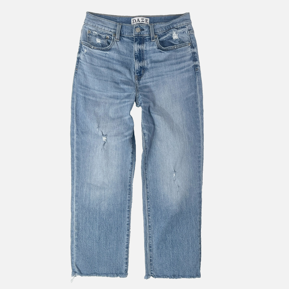 Daze Jeans Tough Love 28 High Rise Cropped Straight Ankle Vintage 90s Y2K Grunge